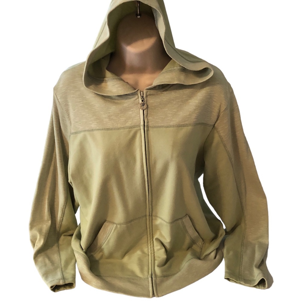 Women's IActive Lime Green Zip Up Hooded Sweatshirt - Size Large
